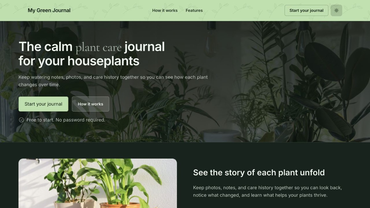 My Green Journal website
